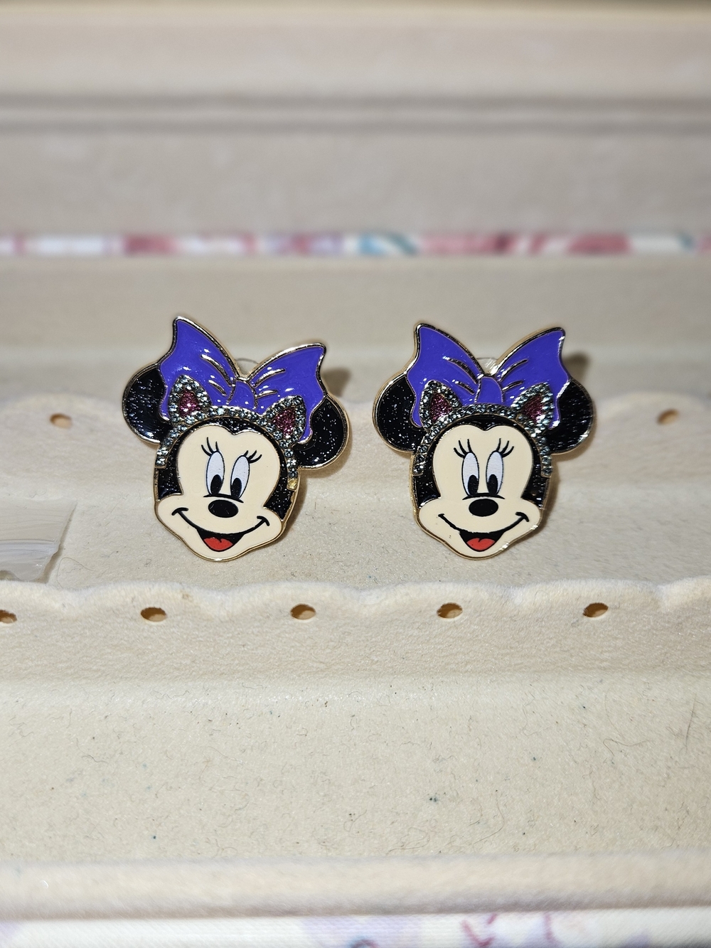 Disney x Baublebar Minnie Mouse Halloween Cat Ears Purple Bow Earrings